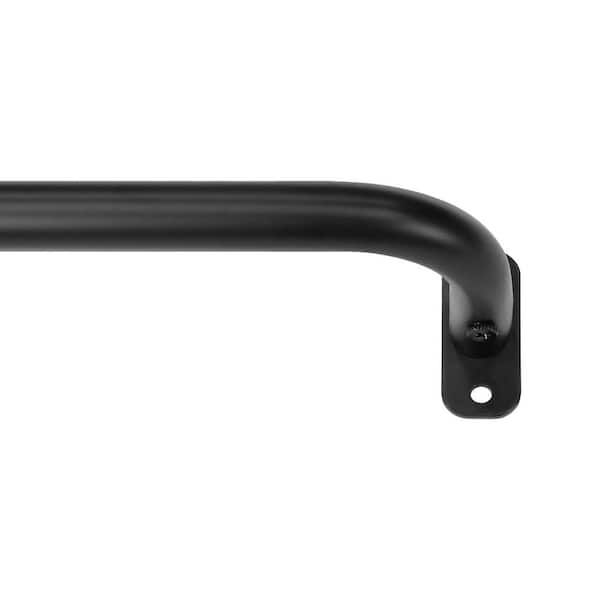 28 in. - 48 in. Adjustable 5/8 in. Wraparound Single Curtain Rod Kit in Matte Balck