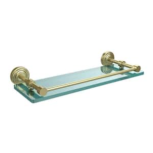 Waverly Place 16 in. L x 3 in. H x 5 in. W Clear Glass Bathroom Shelf with Gallery Rail in Satin Brass