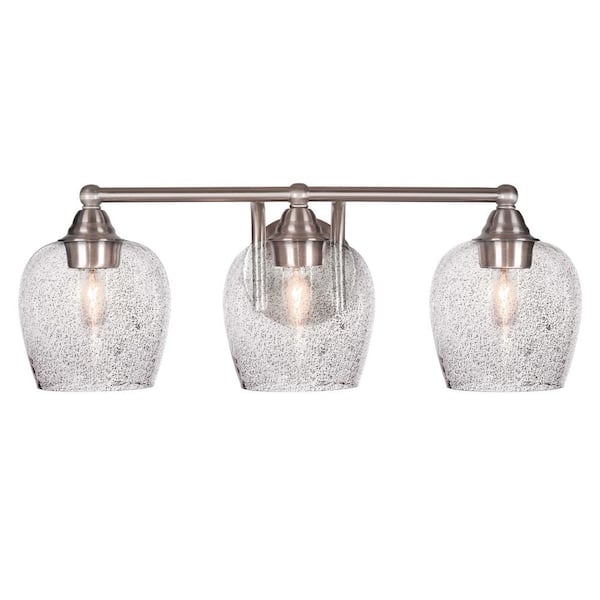Unbranded Madison 7.75 in. 3-Light Bath Bar, Brushed Nickel, Smoke Bubble Glass Vanity Light