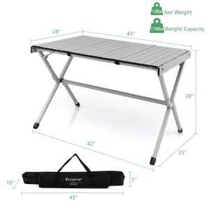 4-Person to 6-Person Portable Aluminum Camping Table Lightweight Roll Up Table Grey