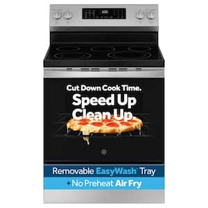 30 in. 5 Burner Element Smart Free-Standing Electric Range in Stainless w/EasyWash Oven Tray & No-Preheat Air Fry