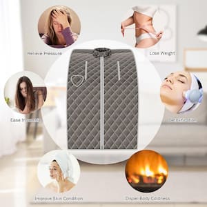 1-Person Electric Heater Portable Steam Sauna w/ 9-Gear Adjustable Temperature and Herbal Box Gray