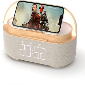 Wireless Phone Charger with Digital Alarm Clock Radio and Bluetooth Speaker