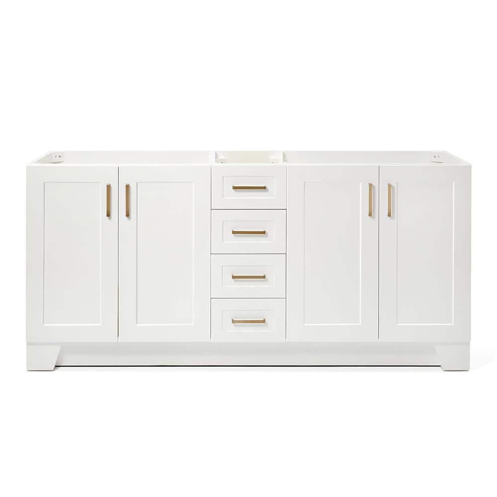 Taylor 72" White Double Freestanding Vanity with Brass Hardware