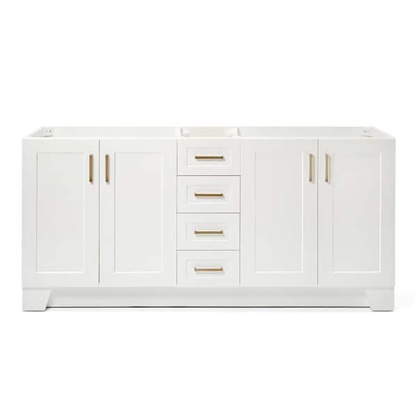 ARIEL Taylor 72 in. W x 21.5 in. D x 34.5 in. H Double Freestanding Bath Vanity Cabinet Only in White