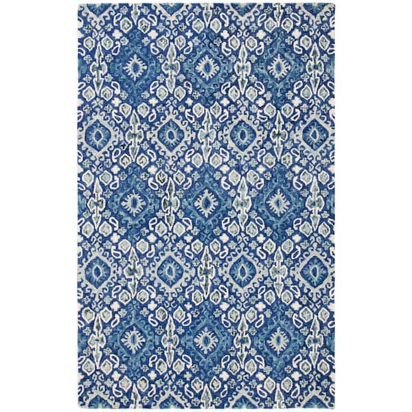 SAFAVIEH Aspen Navy/Beige 8 ft. x 10 ft. Floral Damask Area Rug