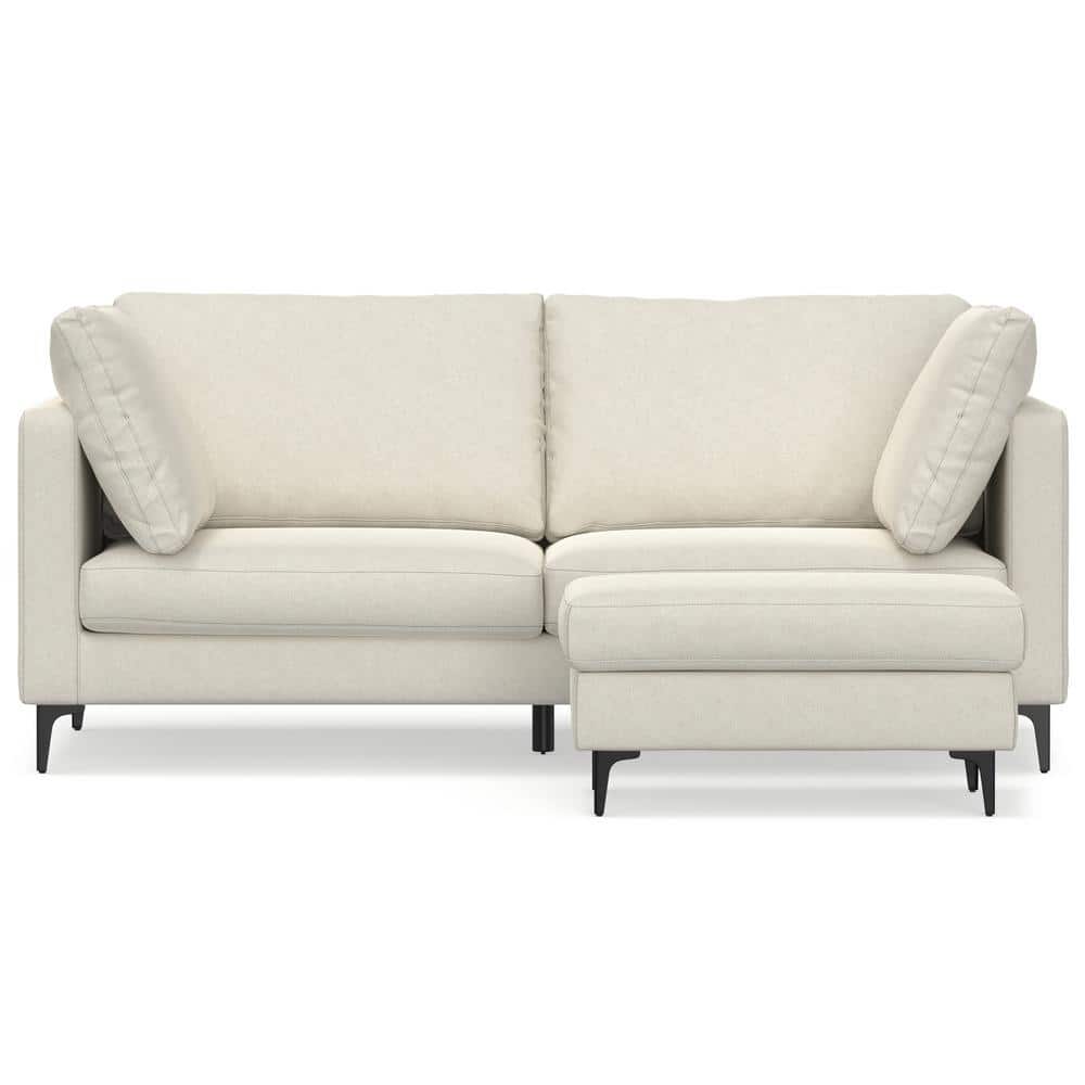 Ava 76-inch Cream Fabric Sofa and Ottoman Set
