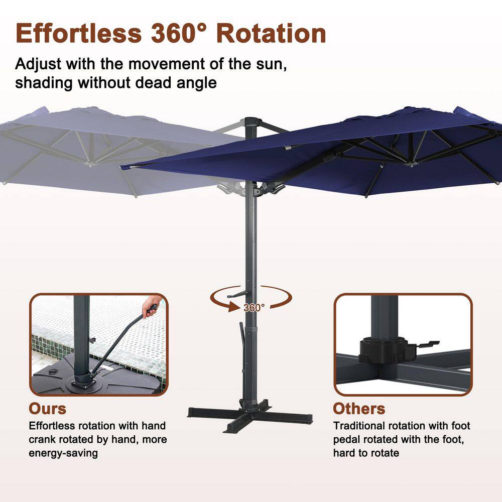10 ft. Navy Blue Aluminum Cantilever Patio Umbrella with LED Light