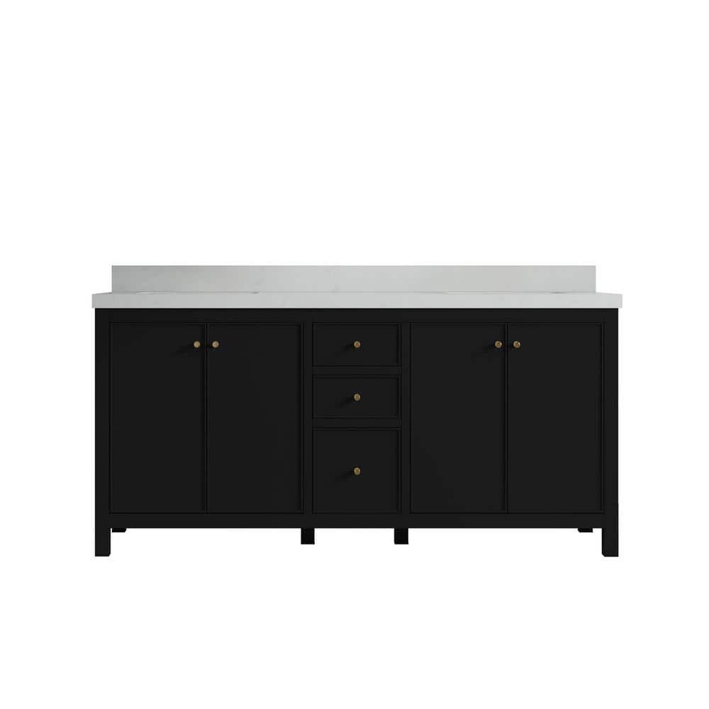 Chicago 72 in. W x 22 in. D x 36 in. H Double Sink Bath Vanity in Black with 2 in. Carrara Quartz Top price history on PriceWatchPro