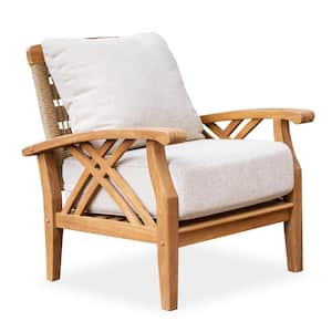 Carmel Teak Wood Outdoor Lounge Chair with Tan Cushion