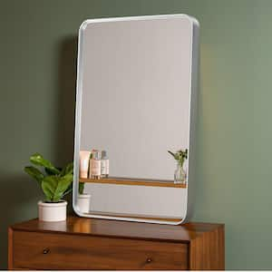 34 in. W x 26 in. H Rectungle Alloy Aluminium Deep Framed Modern Silver Wall Mirror