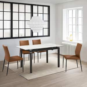 Giana Kash 5-Piece Rectangle Extendable Stone Top Brown Dining Set