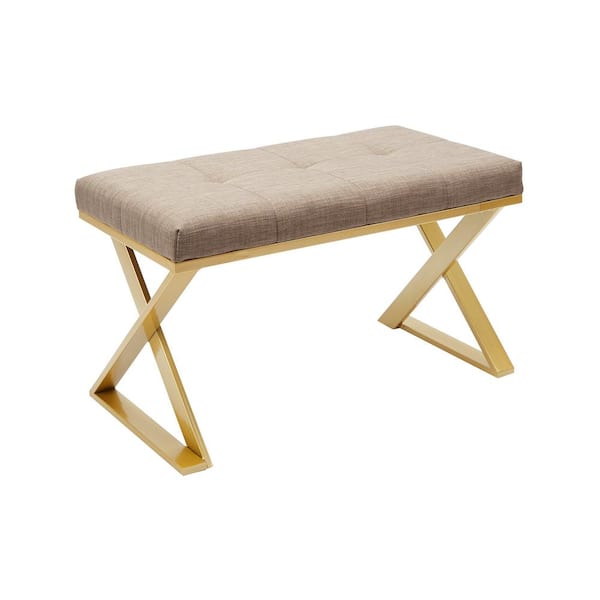 Silverwood Furniture Reimagined Tatum Gold Upholstered Rectangular Vanity Bench