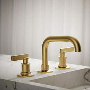 Castia By Studio McGee 8 in. Widespread Double Handle Bathroom Sink Faucet 1.0 GPM in Vibrant Brushed Moderne Brass