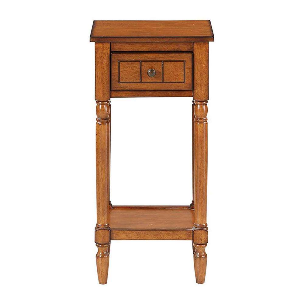 17.7 in. Rustic Brown Square Wood Side Table, Small Space End Table, Modern Night Stand with Storage Shelve (2-Tier)