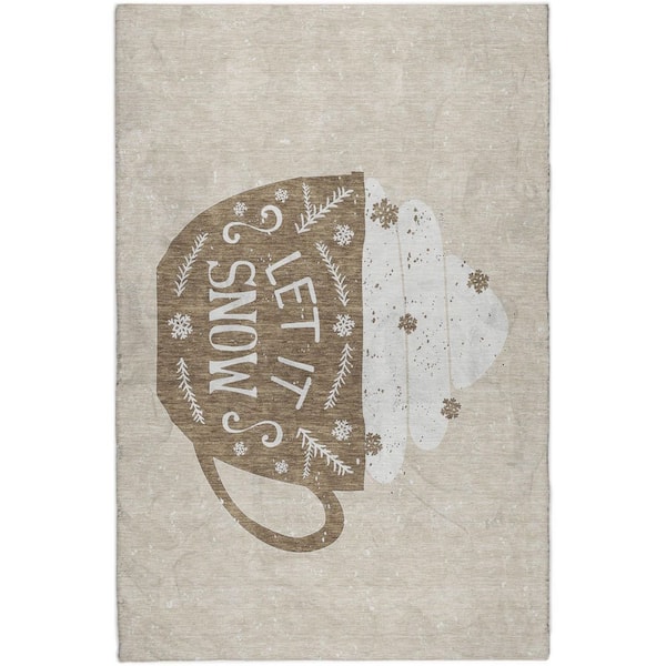 Dream Shag Premium Machine Washable Abstract ADS218 Latte 8 ft. x 10 ft. Area Rug