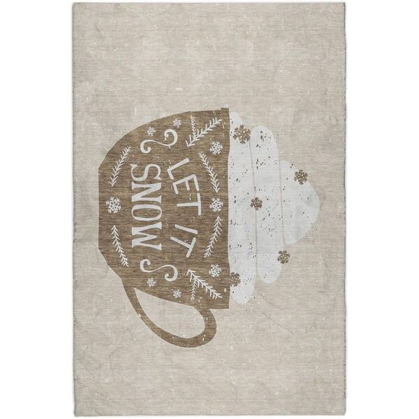 Dream Shag Premium Machine Washable Abstract ADS218 Latte 9 ft. x 12 ft. Area Rug