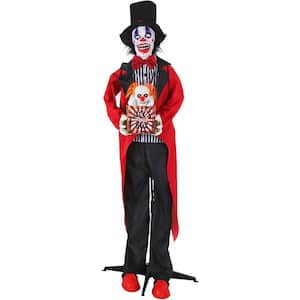 5.5 ft. Standing Clown and Animatronic Talking Skull Clown in a Box for Scary Halloween Decoration, Multi