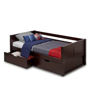 Panel Cappuccino Twin Size Daybed with Drawers
