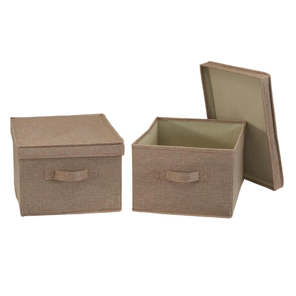 HOUSEHOLD ESSENTIALS 2-Piece Large Storage Box in Latte Linen 7813-1 - The  Home Depot