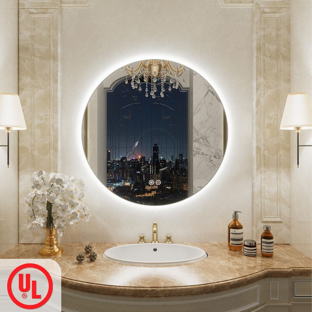 Apmir 24 in. W x 24 in. H Round Frame...