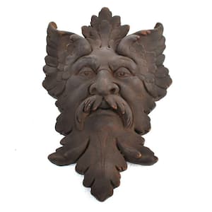 Cast Stone Michelangelo Leaf Mask Plaque Dark Walnut