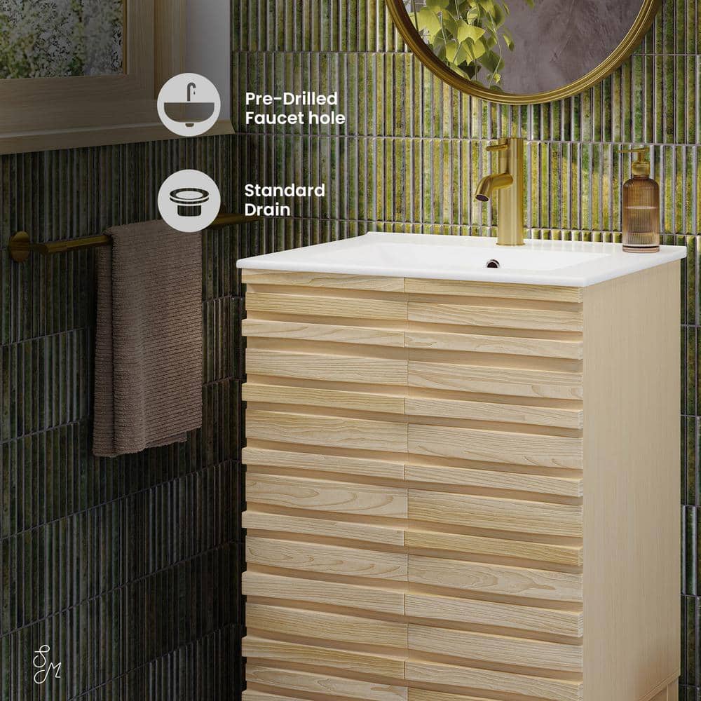 Cascade 24" Natural Oak Freestanding Bathroom Vanity