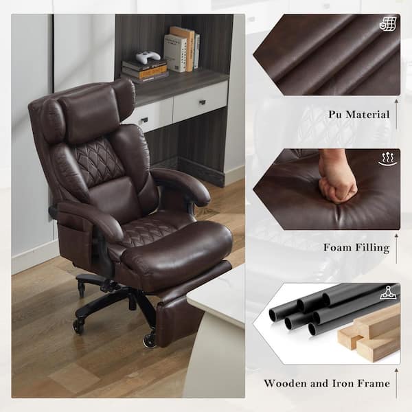 noblechairs ブラウン デスクチェア Noble House Cressida Faux Leather Upholstered Swivel Office Chair