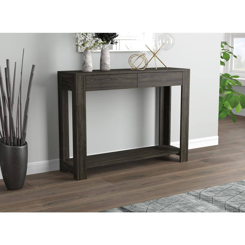 Modern 40"L Dark Grey MDF Console Table with 2 Drawers