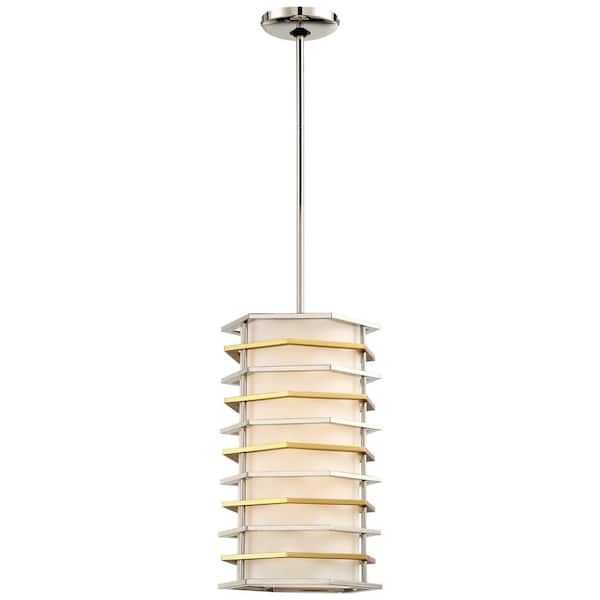 Levels 100-Watt Equivalence Integrated LED Polished Nickel with Honey Gold Pendant
