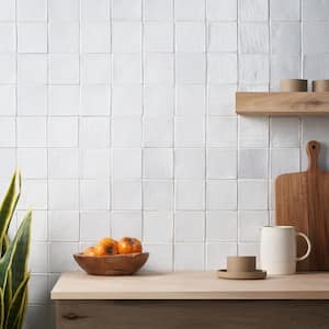 Orion White 3.93 in. x 3.93 in. Glazed Terracotta Clay Wall Tile (5.38 Sq. Ft./Case)