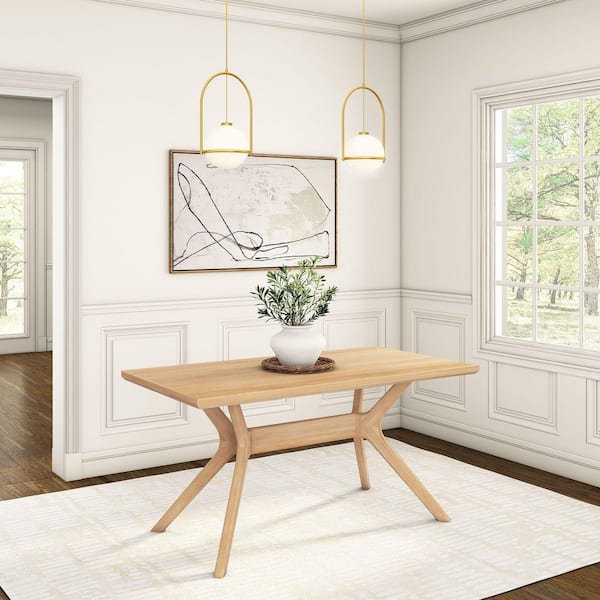 Verso Scandinavian Blonde Wood 60 in. Cross Leg Dining Table (Seats 6)