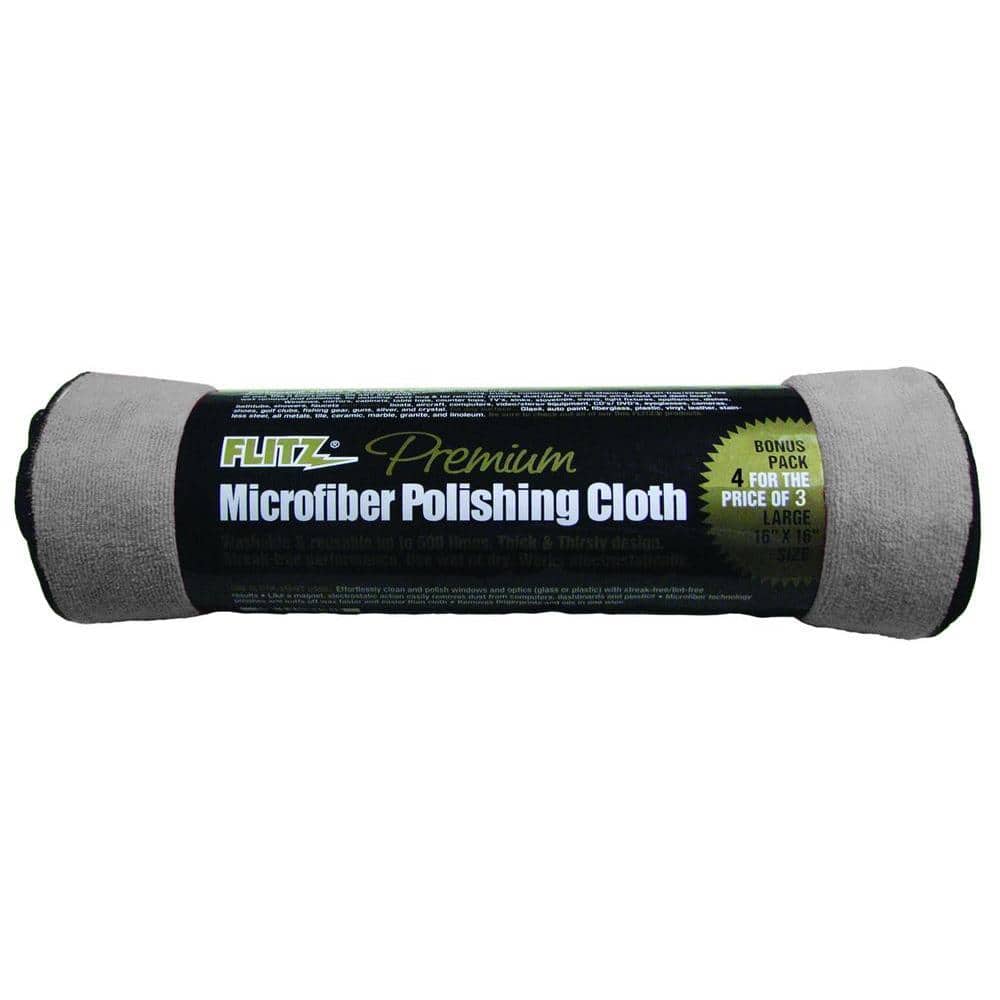Flitz Premium 16 in. x 16 in. Microfiber Thick'n Thirsty Grey