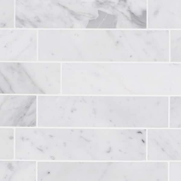 Ivy Hill Tile Brushed White Carrara 2 in. x 8 in. Marble Floor and Wall Subway  Tile (1 Sq. Ft. / Case) EXT3RD104528 - The Home Depot