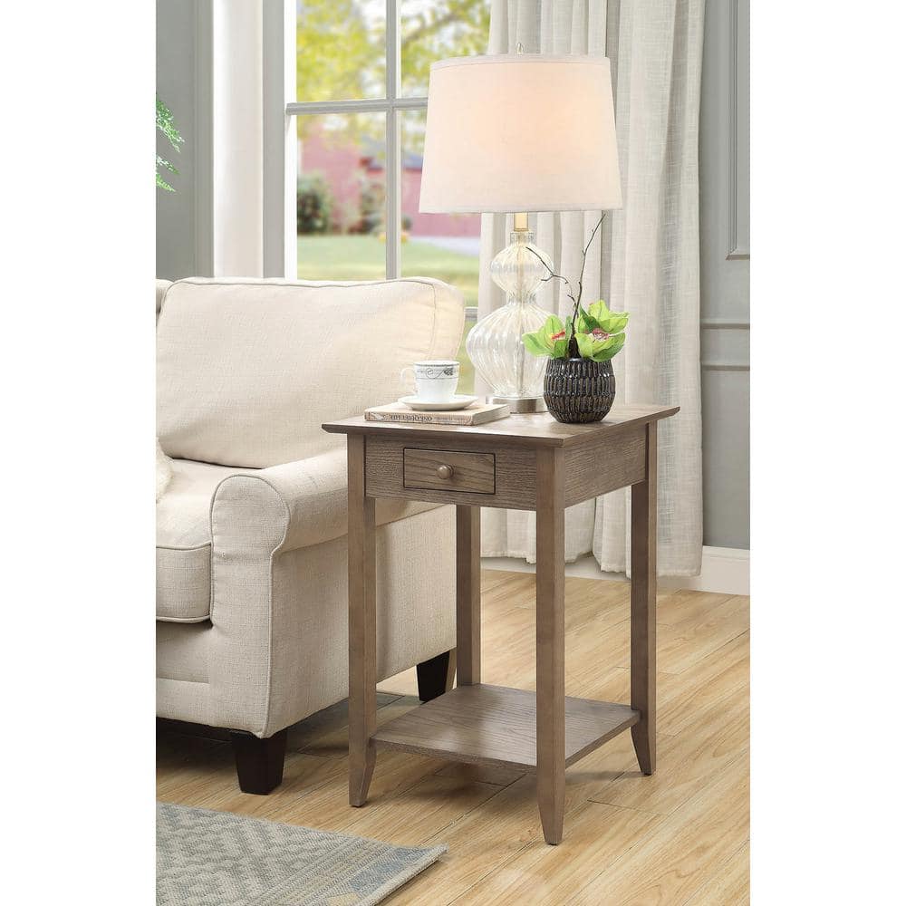 Driftwood color Convenience Concepts American Heritage Driftwood Drawer and Shelf End Table R6-276 - The Home Depot