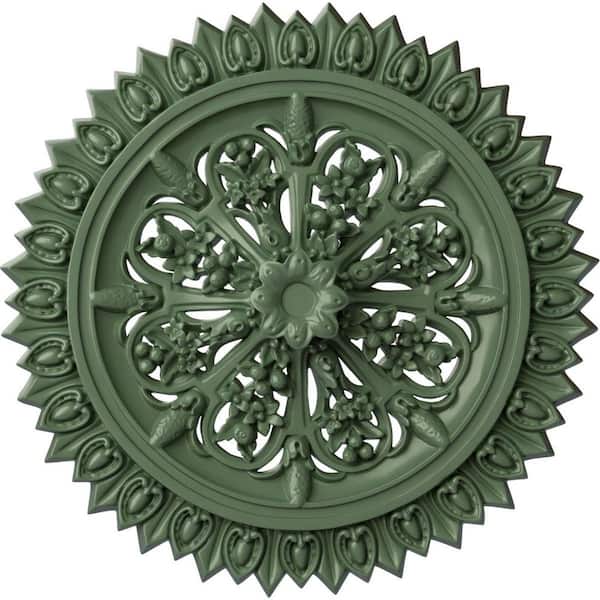 Ekena Millwork 3-1/4" x 24-3/4" x 24-3/4" Polyurethane Lariah Ceiling, Hand-Painted Athenian Green