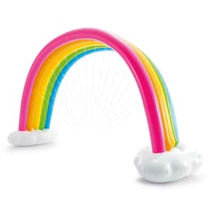 Multi-Color Plastic Inflatable Rainbow Cloud Outdoor Kids Play Sprinkler, Ages 3 and Up