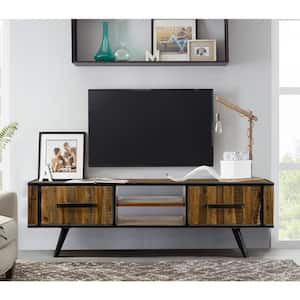 Cusco 59 in. Antique Acacia Wood TV Stand Fits TVs Up to 64 in. with Storage Doors