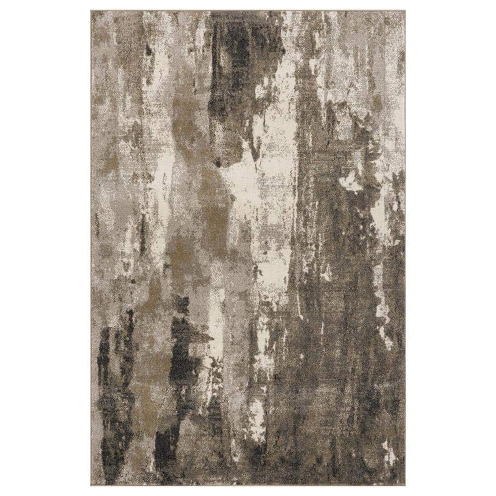 Beige Polypropylene 8 ft. x 10 ft. Abstract Indoor Area Rug