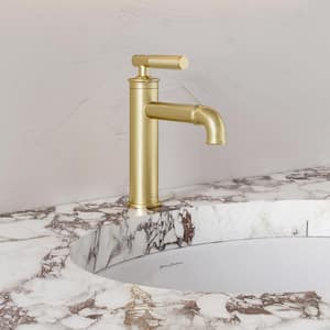 Avallon Single Handle Single Hole Bathroom Faucet in Brushed Gold