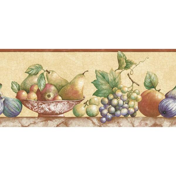 The Wallpaper Company 8 in. x 15 ft. Mid-Tone Fruit Watercolor Border