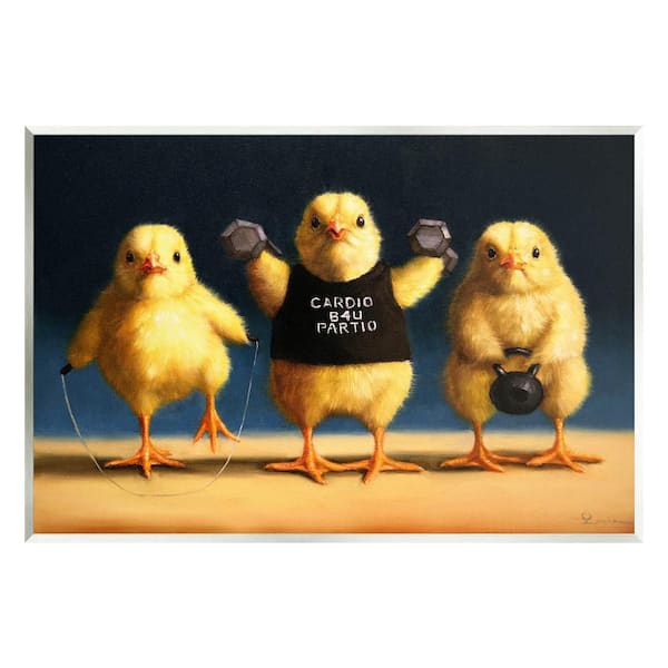 Stupell Industries Funny Exercise Workout Chicks Animals by Lucia Heffernan 1-Piece Unframed Animal Graphic Art Print 15 in. x 10 in.