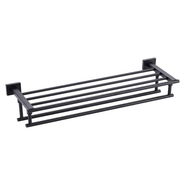 ARCORA 24 in. Stainless Steels Single Towel Holders Wall Mounted Towel Rack in Matte Black