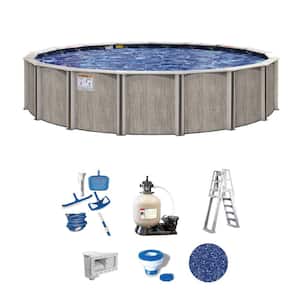 Aspen Wood 24 ft. Round 54 in. Deep Above Ground Standard Hard Sided Pool Package