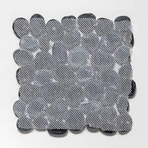 Classic Pebble Tile Black 11-1/4 in. x 11-1/4 in. x 12.7 mm Mesh-Mounted Mosaic Tile (9.61 sq. ft. / case)