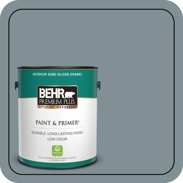 BEHR PREMIUM PLUS 1 gal. #740F-4 Dark Storm Cloud Semi-Gloss Enamel Low Odor Interior Paint & Primer