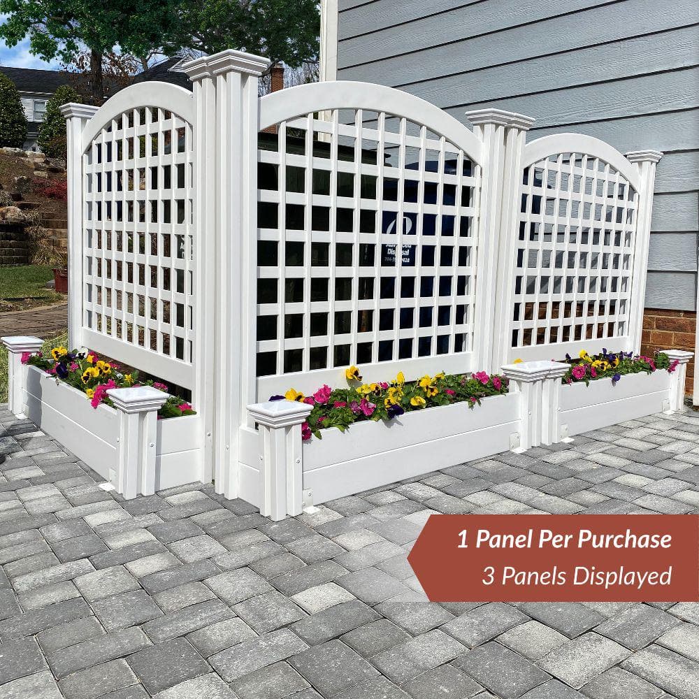 White Vinyl Freestanding Lattice Screen with Planter Box
