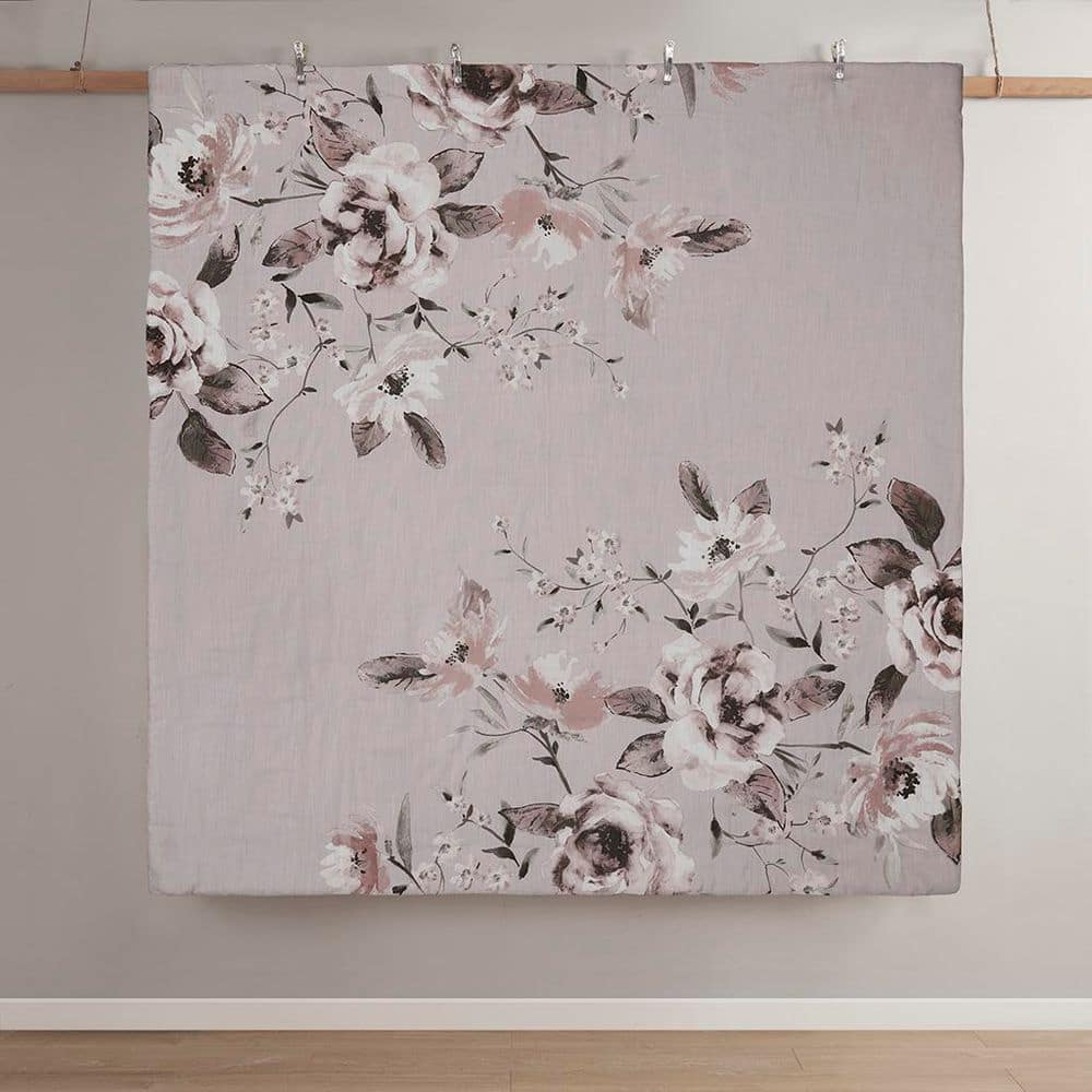 Lilac Floral Cotton Full/Queen Duvet Cover Set