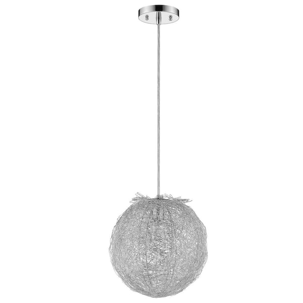75-Watt 1-Light Chrome Pendant Light with Metal, No Bulbs Included