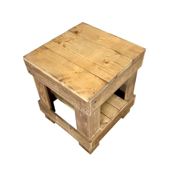 Del Hutson Designs Landmark 24 in. Walnut Pine Wood End Table DHD1263wln The Home Depot